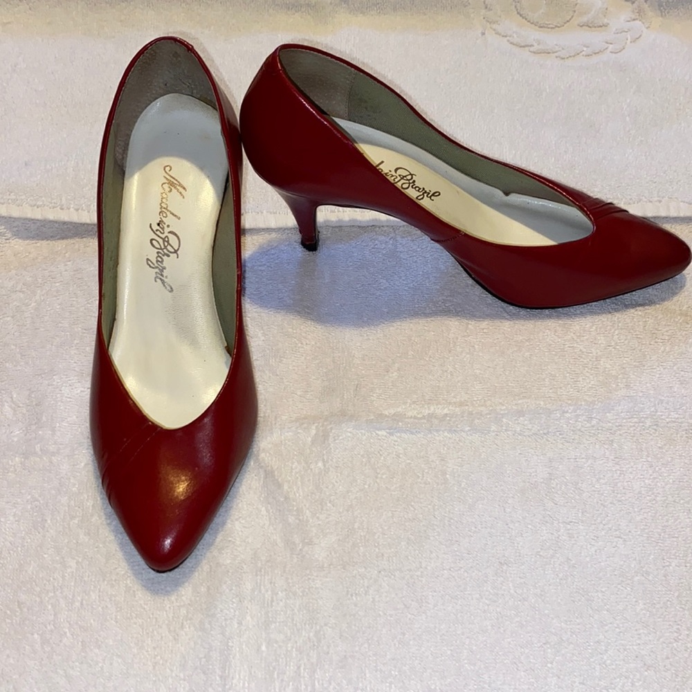 Made In Brazil leather red heels vintage